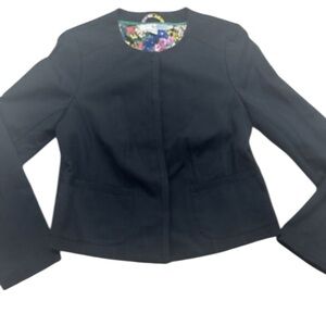 Boden Black Blazer with Floral Lining 8